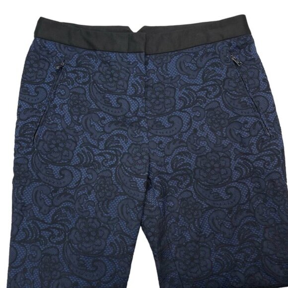 BCBGMAXAZRIA Allen Floral Slim Pant Sz 2 Dark Navy - Picture 3 of 7